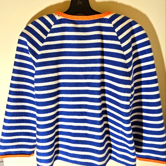 J.CREW - BLUE & WHITE JACKET w/ORANGE TRIM AND FRONT POCKETS - Picture 5 of 5